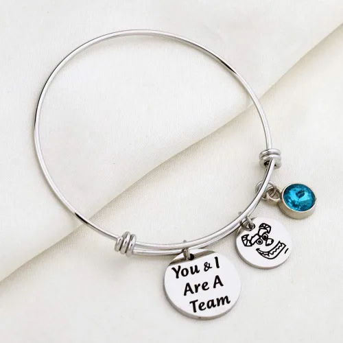Vista 2 de KUIYAI Sulley and Mike Inspired You and I are A Team Bracelet with Monster Charm Fan Movie Team Gift Best Friend Metal