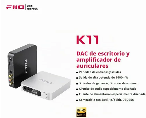 Vista 4 de FiiO K11 de escritorio 1400W Potencia Equilibrada Auricular DAC y Amplificador 384kHz/24Bit DSD256 para Audio Doméstico/PC