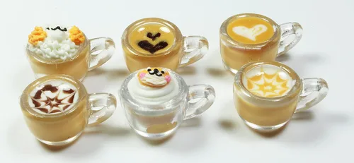 Vista 2 de 6 Mix Coffee Latte Art - Casa de muñecas en miniatura, café pequeño, bebida bebida accesorios para casa de muñecas para coleccionables