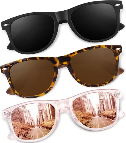 Vista 14 de CGID Gafas de sol polarizadas retro para hombres y mujeres, ligeras, negras, UV400, conducción, pesca, golf A00 Negro Gris