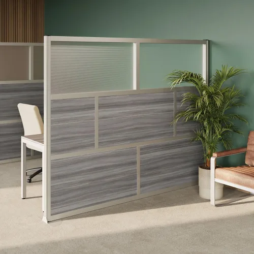 Vista 4 de NBF - Divisor de pared de panel de privacidad para cubículo, separador de habitación moderno, panel divisor de habitación portátil de pie sin Nogal