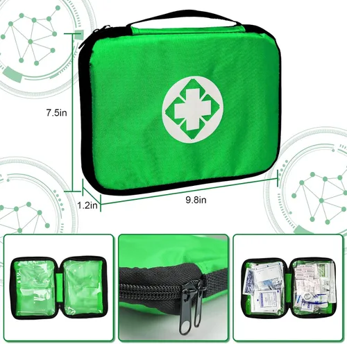 Vista 7 de Kit de primeros auxilios para casa y negocios - Kit de emergencia para camping y automóvil - 300 piezas de suministros de repuesto esenciales
