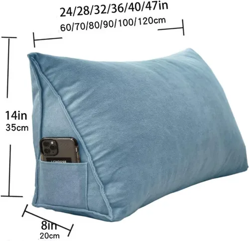 Vista 7 de Almohadas de cuña para cabecero, almohada de lectura triangular, almohadas de respaldo para reposo en cama, cojín de felpilla suave de color sólido