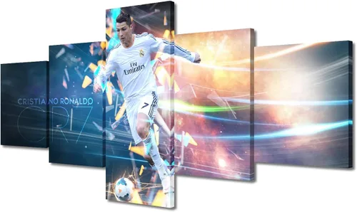 Vista 21 de TUMOVO Lienzo decorativo para pared, cuadro de Cristiano Ronaldo, cuadros de club de fútbol, impresiones en lienzo, póster de arte de pared, arte