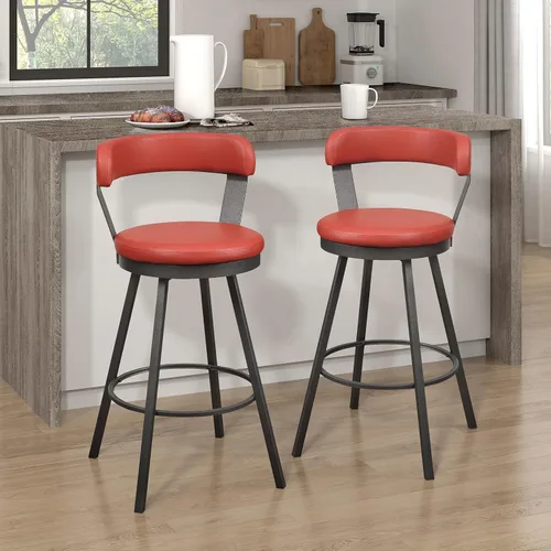 Vista 14 de Lexicon Ruthie - Juego de 2 taburetes giratorios para encimera de cocina con respaldo, 25.5 pulgadas de altura de asiento de 25.5 pulgadas, sillas