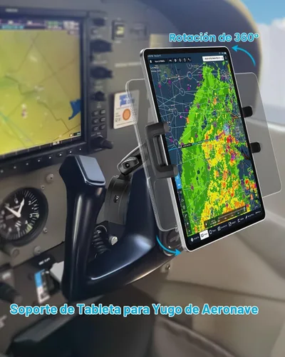 Vista 7 de Soporte de yugo para tableta, soporte de abrazadera de yugo para iPad para aviones, brazo de metal ajustable de 360° entrenador de aviación soporte