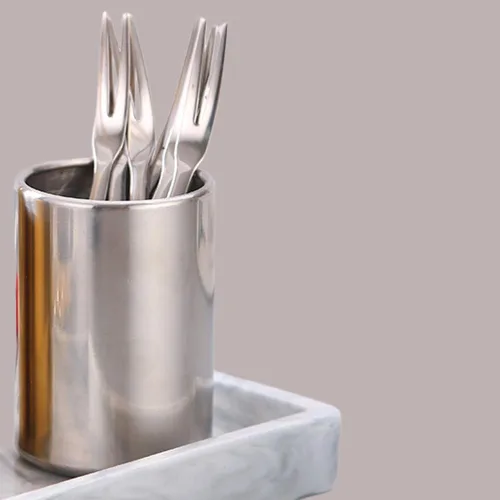 Vista 5 de Soporte para utensilios de cocina de acero inoxidable, organizador de utensilios de cocina, organizador de encimera, pequeño soporte para utensilios