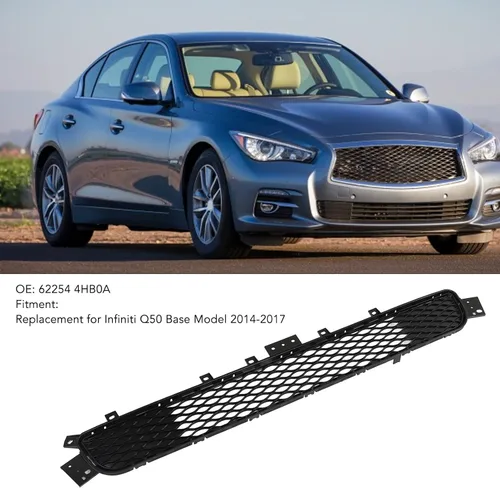 Vista 2 de Fydun Cubierta de parachoques delantero parrilla inferior parrilla accesorios para coche 62254 4HB0A para Q50 Modelo base 2014‑2017