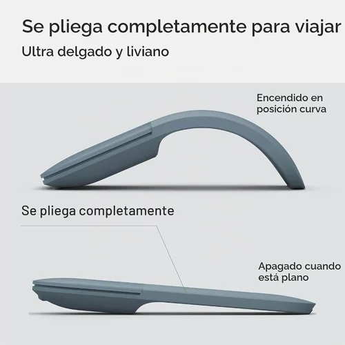 Vista 6 de Ratón Microsoft Surface Arc Bluetooth, ultradelgado y ligero, se aplana para mayor portabilidad, panel de desplazamiento completo, compatible