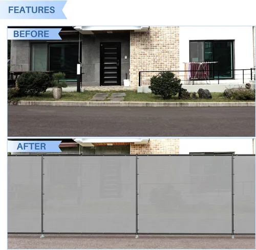 Vista 5 de E&K Panel de Valla de Privacidad para Exteriores 5'x12' Independiente para Patio Trasero Piscina Valla Temporal de Jardín para Perros con Postes