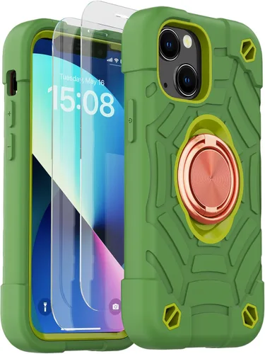 Vista 9 de KCJ Funda para iPhone SE 2022/2020, iPhone 8/7/6/6S, con [2×Protectores de Pantalla][Soporte de Anillo] Silicona Suave+PC Duro Protección Completa