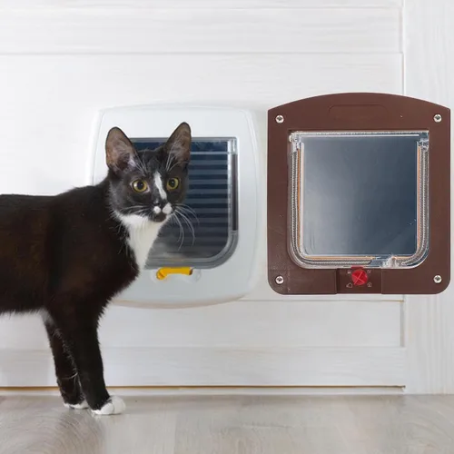 Vista 5 de Heavy Duty Locking Cat Door for Interior Doors Two-Way Pet Access Flap with Safety Lock Abs Construction for Cats and Small Dogs Easy Installation