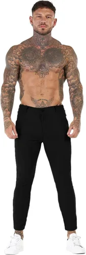 Vista 4 de Pantalones de vestir para hombre, ajustados, elásticos, a cuadros, pierna ajustada