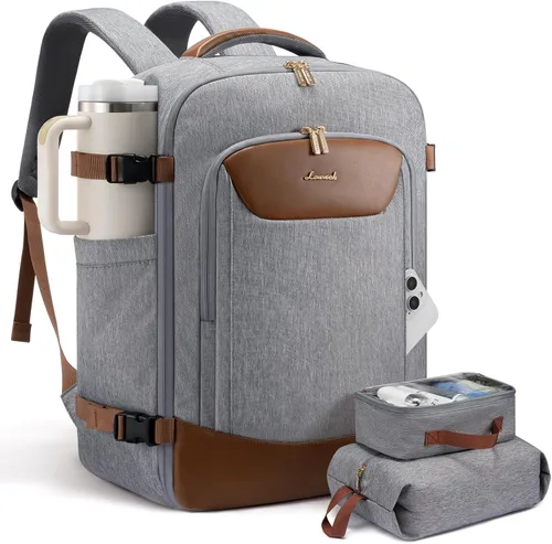 Vista 23 de LOVEVOOK Mochila de viaje para mujeres y hombres, bolsa de viaje para artículos personales de la TSA para laptop de 17.3 pulgadas aprobada por