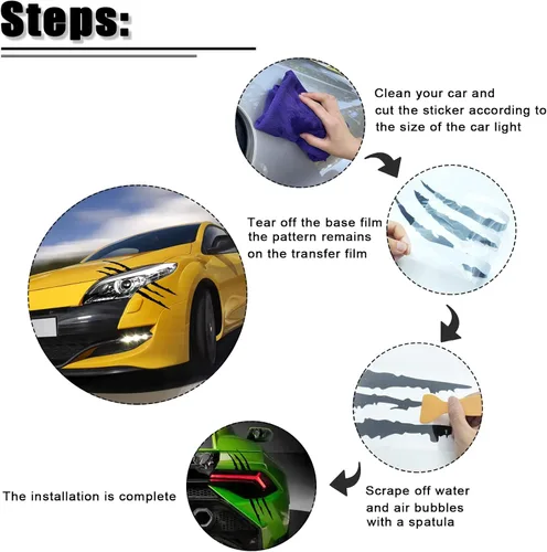 Vista 4 de Claw Marks - Adhesivo universal para faros delanteros y parachoques, gráficos de arañazos de monstruos, impermeable