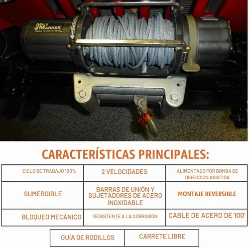 Vista 3 de Mile Marker Cabrestante hidráulico Serie H Capacidad de 9000 libras Modelo CC de 12 voltios
