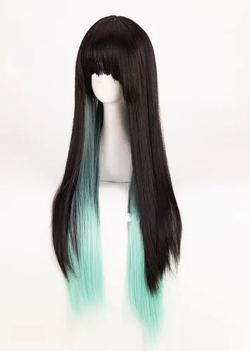 Vista 2 de Role Play For Kimetsu no Yaiba Tokitou Muichirou Cosplay Wig 80cm Long Heat Resistant Synthetic Hair