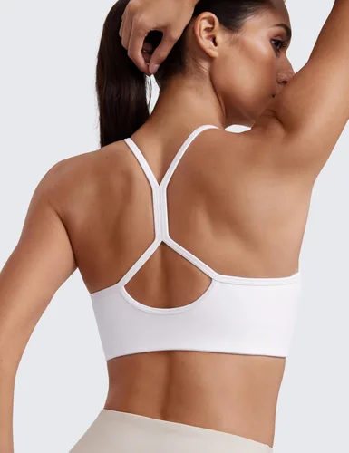 Vista 4 de CRZ YOGA Butterluxe - Brasier deportivo de cuello alto y espalda en Y para mujer, con espalda cruzada, tirantes delgados, para entrenamiento
