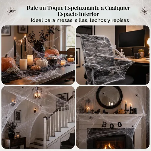 Vista 6 de MAQIHAN Telarañas de Halloween de 1300 pies cuadrados - Telarañas al aire