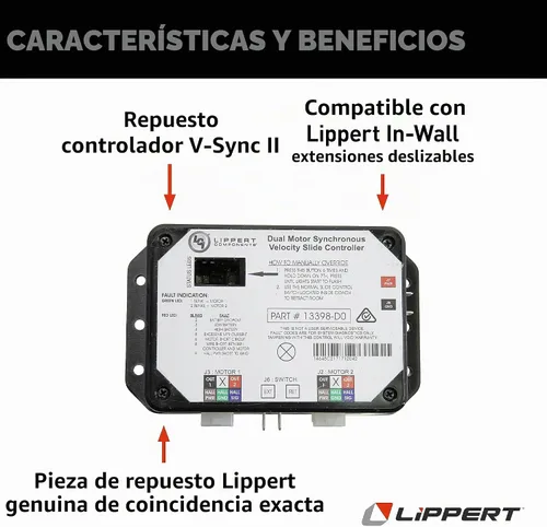 Vista 5 de Lippert - Controlador de repuesto V-Sync II para varios deslizamientos en la pared, versión 13398-DO para controladores 3398-C2, componente