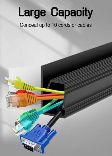 Vista 2 de Organizador de cables para debajo del escritorio, canal en J, paquete de 6 organizadores de cables adhesivos 6-pack adhesive J channel organizes
