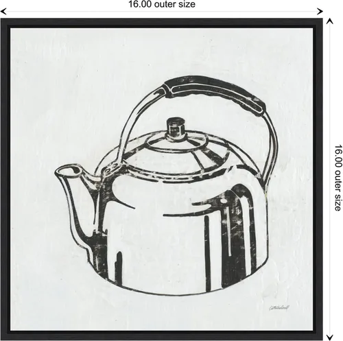 Vista 4 de Amanti Art Lienzo enmarcado para pared, 16 x 16 pulgadas, tetera retro (cocina) por Kathrine Lovell, lienzo enmarcado para pared, obras de arte