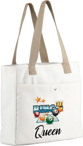 Vista 3 de MBMSO Bingo Queen Tote Bag - Bolso grande para amantes del bingo