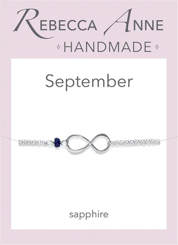 Vista 130 de Pulsera con dije de infinito con piedra natal, joyería hecha a mano, regalo para ella