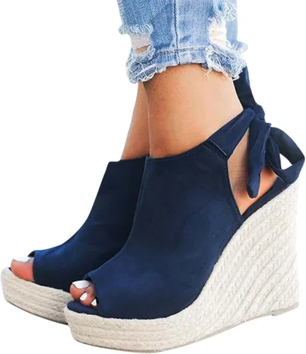 Vista 3 de Zapatos de trabajo antideslizantes para mujer y mujer, sandalias romanas con cordones para zapatos deportivos, Sandalias negras, azul oscuro, caqui
