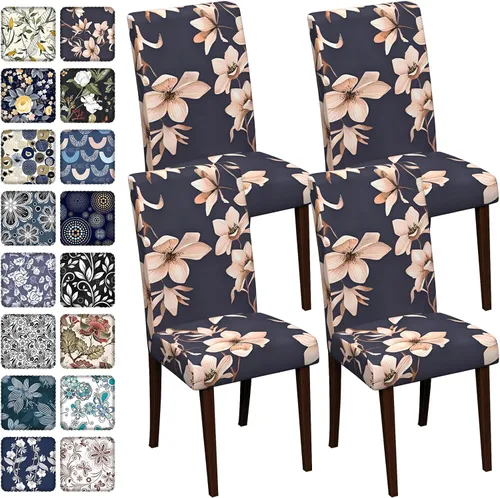 Vista 101 de Fundas para sillas de comedor CoSofSLIP, juego de 2, fundas estampadas elásticas antideslizantes, fundas extraíbles y lavables para sillas