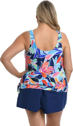 Vista 2 de Traje de baño tankini con cuello redondo y bandas con lazo lateral