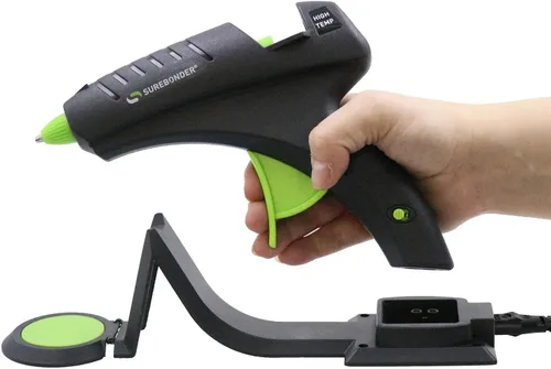 Vista 2 de Pistola de pegamento caliente sin cable Surebonder, alta temperatura, tamaño completo, 60W, 50% más potencia y barras de pegamento caliente Adtech