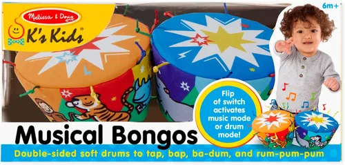 Vista 6 de Melissa & Doug K's Kids Bongo Drums - Instrumento musical suave, multicolor, 1 EA