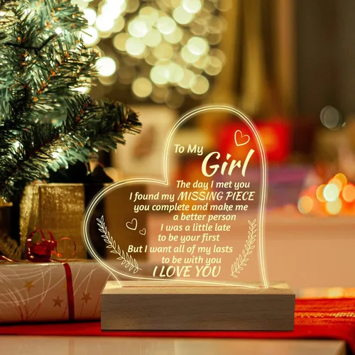 Vista 6 de Regalos románticos para novia, para mi novia, luz nocturna grabada, regalos "I Love You" para ella, lindos regalos de aniversario de cumpleaños