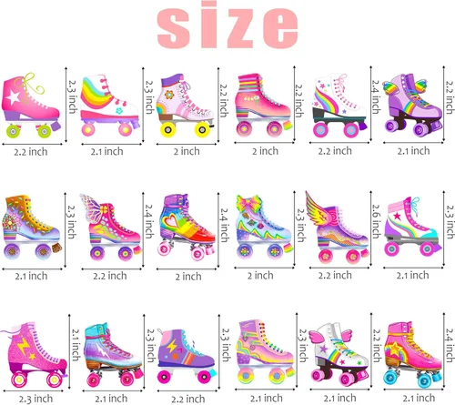 Vista 3 de 36 piezas de patines de ruedas para cupcakes, decoración de fiesta de cumpleaños, estilo retro, hip hop, temática de patinaje, para cupcakes para 80