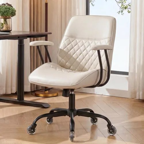 Vista 13 de NEO CHAIR Silla de oficina de cuero PU marrón con diseño ergonómico