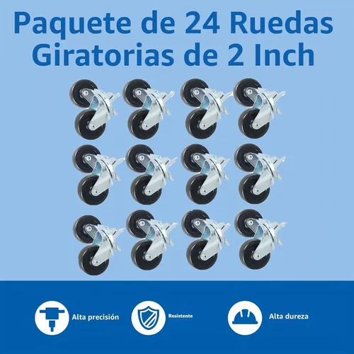Vista 7 de WFLNHB Paquete de 24 ruedas giratorias de 2 pulgadas, base de goma con placa superior y rodamiento, ajuste resistente para mesas de té, estantes