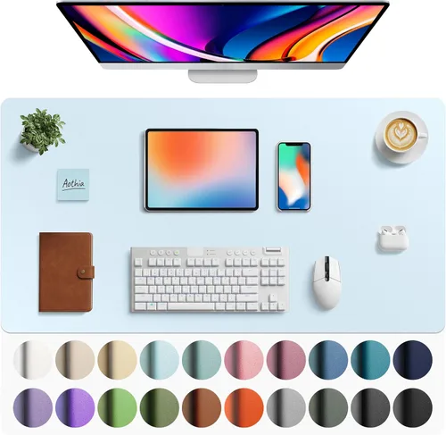 Vista 84 de Aothia - Protector de escritorio de cuero sintético grande, base antideslizante para mouse y superficie para escribir, impermeable, fácil de Agua