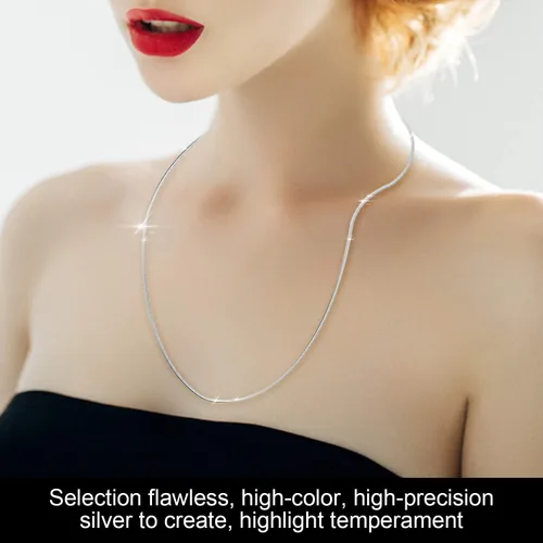 Vista 4 de Fodizi Collar de cadena de plata de ley 925 para mujeres y niñas de 0.031in, cadena de caja delicada, elegante collar italiano brillante, súper fino