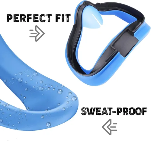 Vista 5 de VR Silicone Cover for Oculus Quest 2 - Washable Sweat-Proof Anti-Leakage Light Blocking (Blue)
