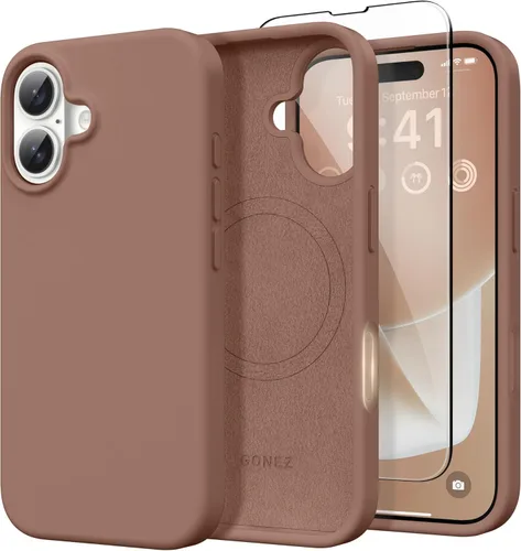 Vista 48 de GONEZ Funda magnética para iPhone 14, compatible con Magsafe, con protector de pantalla + protector de cámara, forro de microfibra antiarañazos