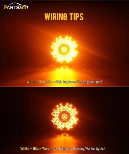 Vista 3 de Partsam 2 luces traseras redondas de tránsito de 7 pulgadas, color ámbar, 36 LED, luz LED ámbar de 7 pulgadas, señal de giro LED redonda y luz