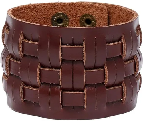 Vista 7 de Punk Rock Snap pulsera trenzada de cuero ancho brazalete brazalete brazalete