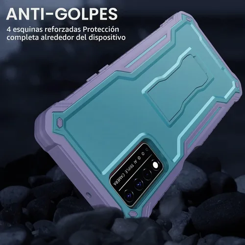 Vista 6 de Funda para T-Mobile REVVL V Plus 5G, protección de grado militar, a prueba de golpes, soporte integrado compatible con teléfono REVVL V Plus 5G Azul