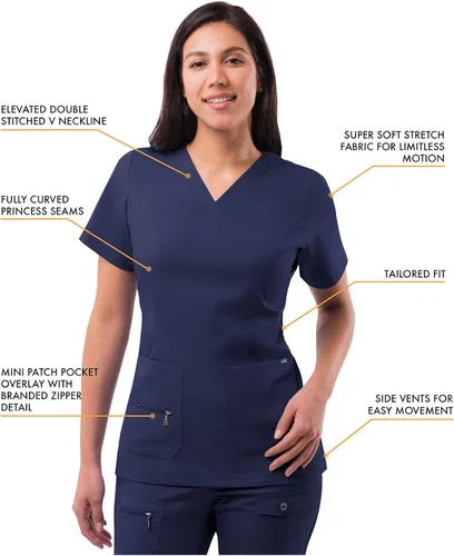 Vista 3 de Adar Pro Flawless Plus - Conjunto de ropa quirúrgica para mujer, camiseta con cuello en V elevado y pantalones quirúrgicos para correr