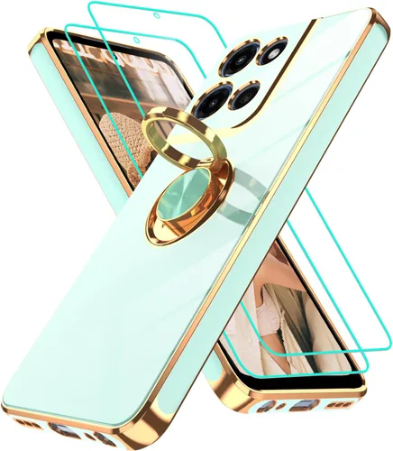 Vista 352 de Funda para Motorola Moto G 5G 2024: Funda Moto G Play 5G 2024 con 2 piezas de protectores de pantalla, soporte de anillo de rotación de 360°