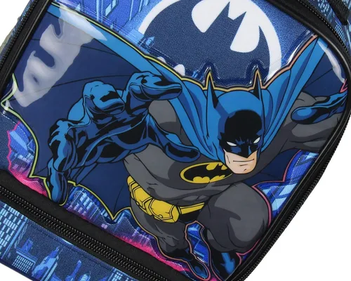 Vista 3 de Bioworld DC Comics The Batman - Lonchera para niños, con doble compartimento, bolsa de almuerzo de superhéroe de 10 pulgadas