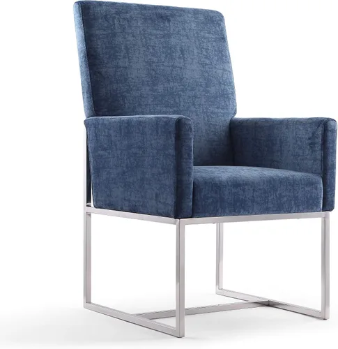 Vista 5 de Manhattan Comfort Element Mid Century - Silla de comedor tapizada moderna, juego de 6, color azul