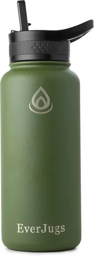 Vista 15 de Botella de agua de 22 onzas, boca ancha, botella de acero inoxidable de alta calidad con tapa con pajilla, doble pared aislada al vacío, taza Azul