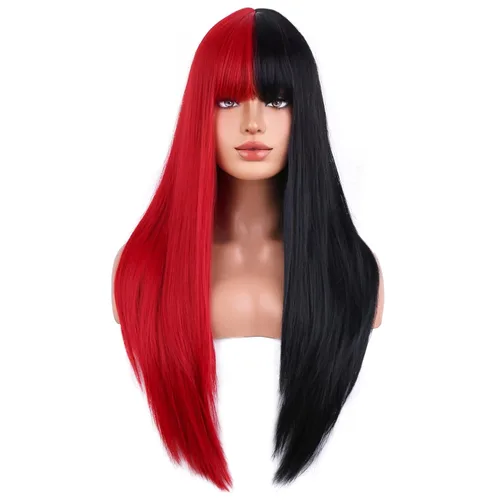 Vista 12 de BERON Pelucas negras de cabello largo liso con flequillo, para mujer, a la moda, resistente al calor, sintético, aspecto natural, para fiesta